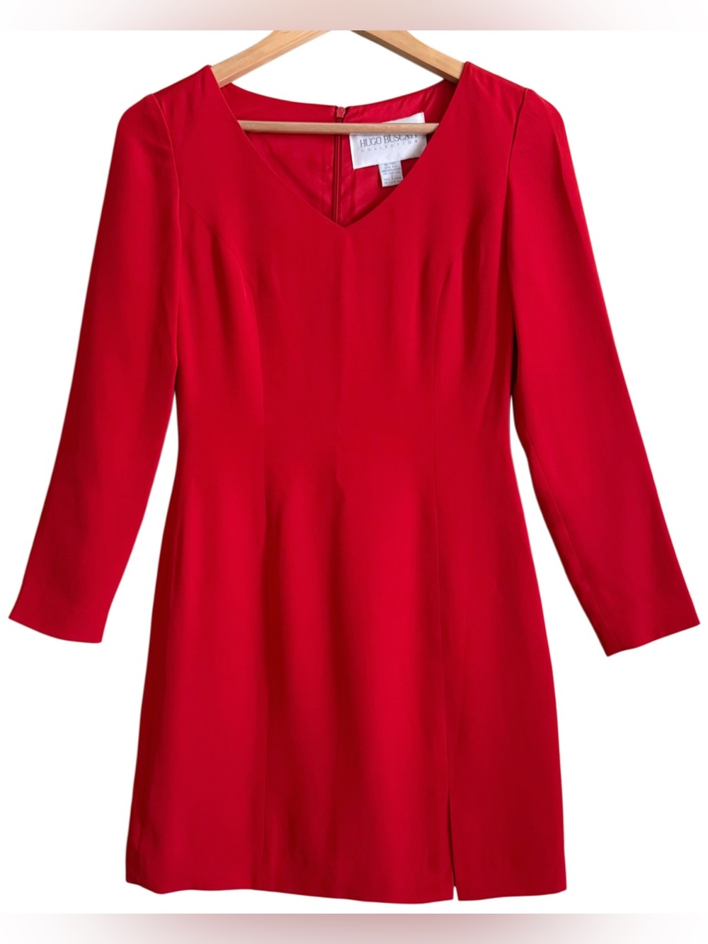 HUGO BUSCATI Red Romantic Elegant Feminine Cocktail Party Chic Silk Mini Dress 2